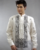 Men's Barong White Jusi fabric 100308 White Men's Barong White Jusi fabric 100308 White